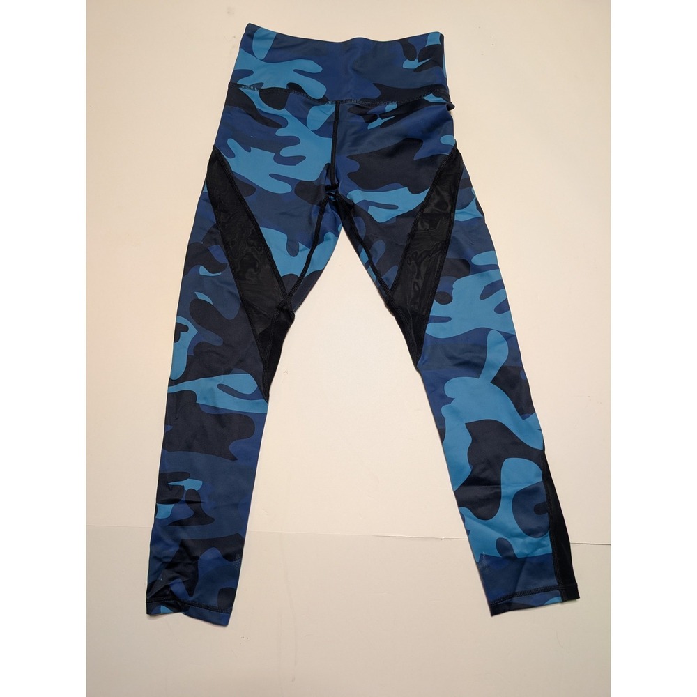 Zyia‎ Active Blue Camo Mesh Panel High Waisted Leggings Womens Size 4 Camouflage